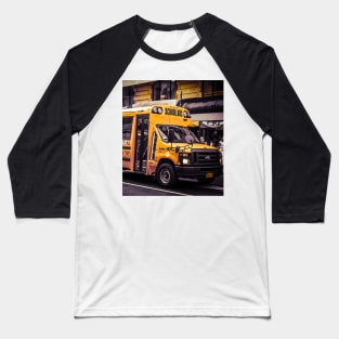 School Bus, Manhattan, New York City Baseball T-Shirt